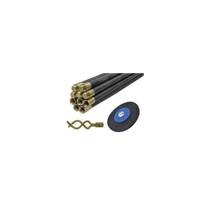 Faithfull Universal Drain Clean Set 10 x Rods Plunger & Worm