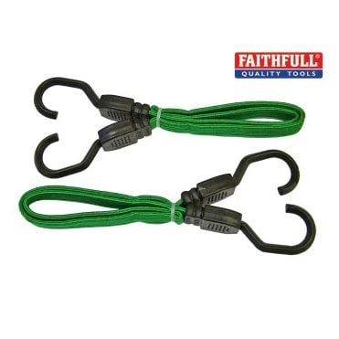 Flat Bungee Cord 60cm (24in) Green 2 Piece - FAITDBUNG24