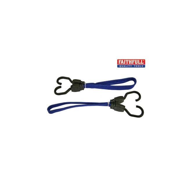 Flat Bungee Flat Cord 46cm (18in) Blue 2 Piece - FAITDBUNG18