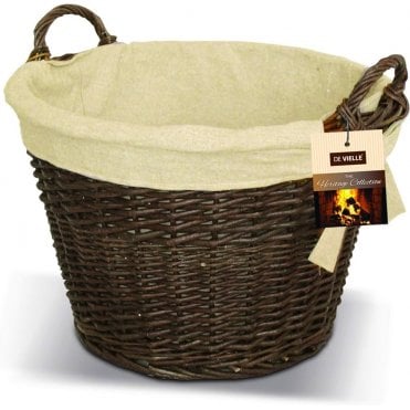 Percy Doughty NATURAL WICKER ROUND BASKET WITH JUTE LINER DEF057577
