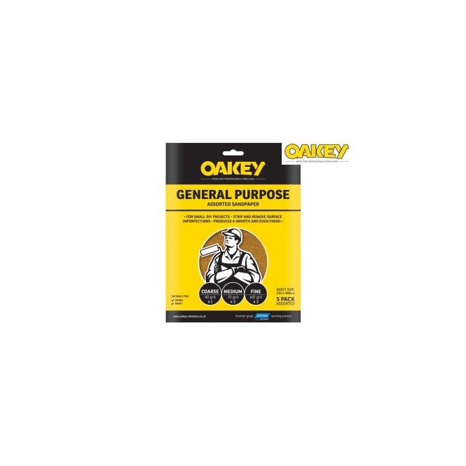 OAKLEY Glasspaper Sanding Sheets 230 x 280mm Course OAK58290