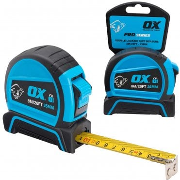 OX-P505208 OX Pro Dual Auto Lock Tape Measure - 8m