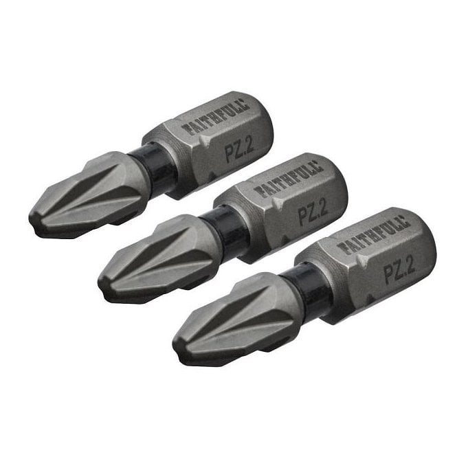 Pozi S2 Grade Steel Screwdriver Bits PZ3 x 25mm (Pack 3)