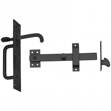 Prepacked Medium Suffolk Gate Latch Sets Black 20/4LPP000BK