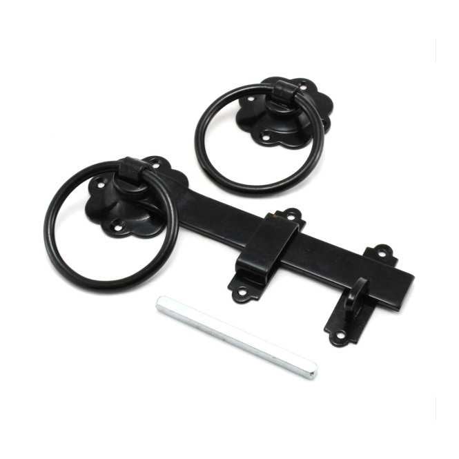 Prepacked Plain Ring Handle Gate Latch Black 1136PP0150BK