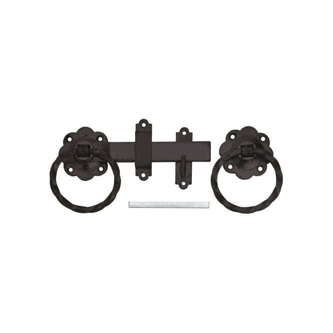 Prepacked Twisted Ring Handle Gate Latch Black 1137PP0150BK