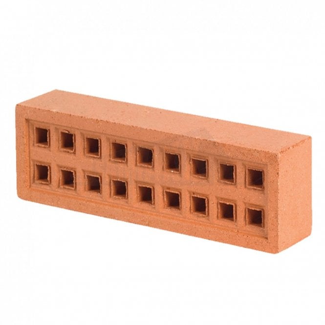 RED 9x3 SQ HOLED airbrick
