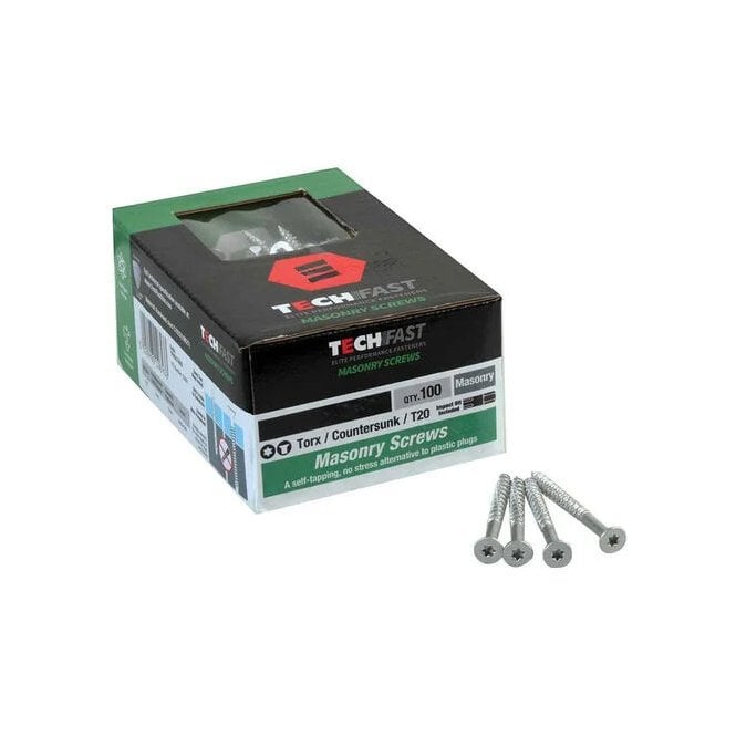 Techfast Masonry Screws 4.8 x 45mm Box/100