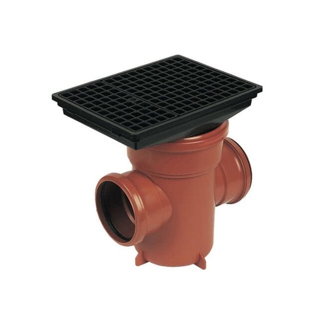 UNDERGROUND 110MM DOUBLE INLET BOTTLE GULLY RECTANGULAR LID - FLOD530