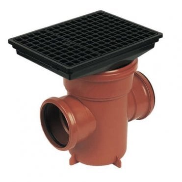 UNDERGROUND 110MM DOUBLE INLET BOTTLE GULLY RECTANGULAR LID - FLOD530